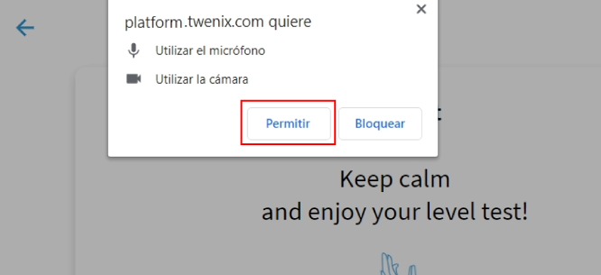 activar micrófono plataforma de inglés para empresas Twenix
